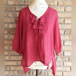 FP One Hand Made Boho 100% Cotton Lightweight Blouse.